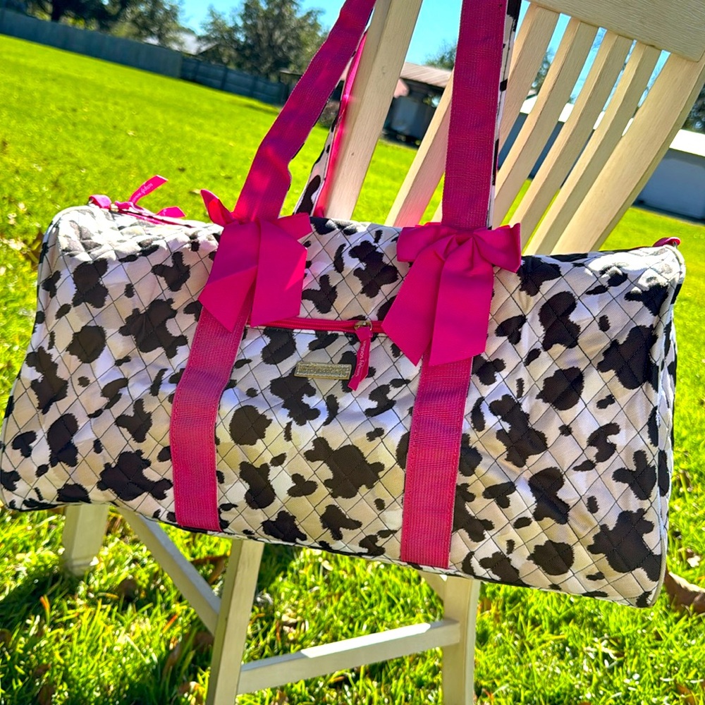 Simply Southern cow print duffle bag, new, tags still on